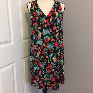 OLD NAVY Sleeveless V-neck Floral/Bird Print Dress